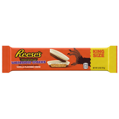 REESE'S Milk Chocolate and Vanilla Flavored Creme King Size Peanut Butter Cups, Halloween Candy Pack, 2.8 oz