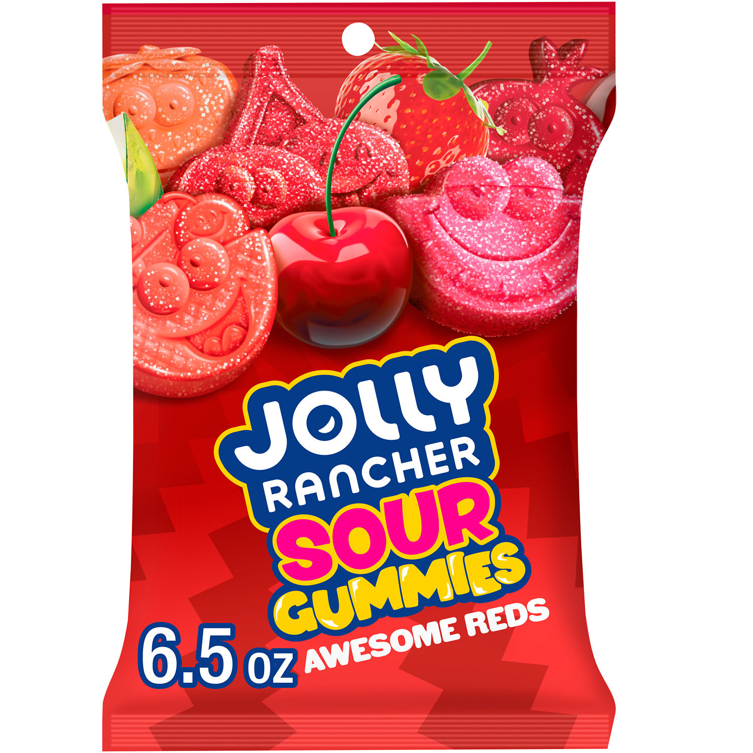 JOLLY RANCHER Sour Gummies Awesome Reds Assorted Fruit Flavored Candy Bag, 6.5 oz