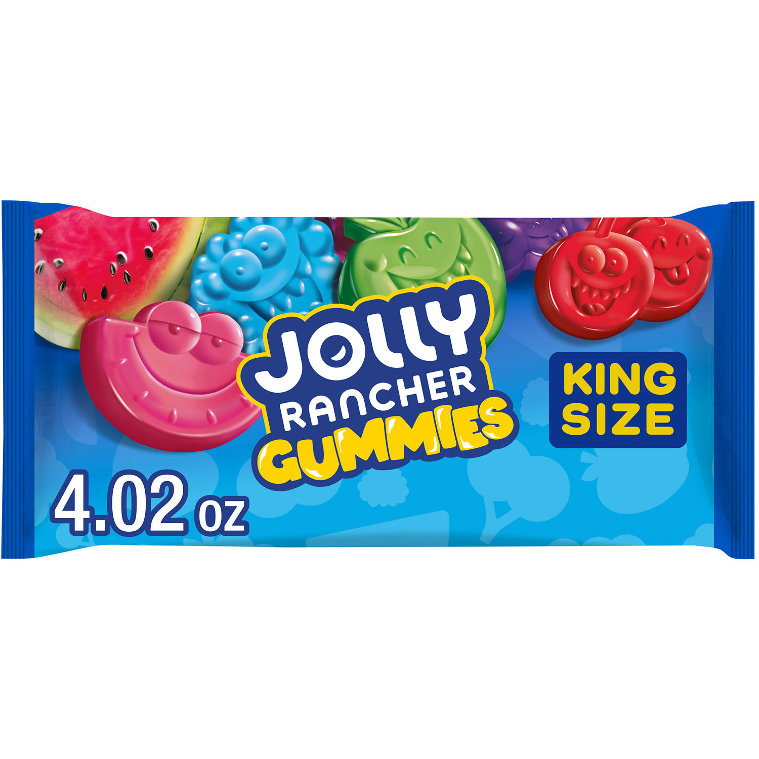 JOLLY RANCHER Gummies Assorted Fruit Flavored King Size, Candy Bag, 4.02 oz