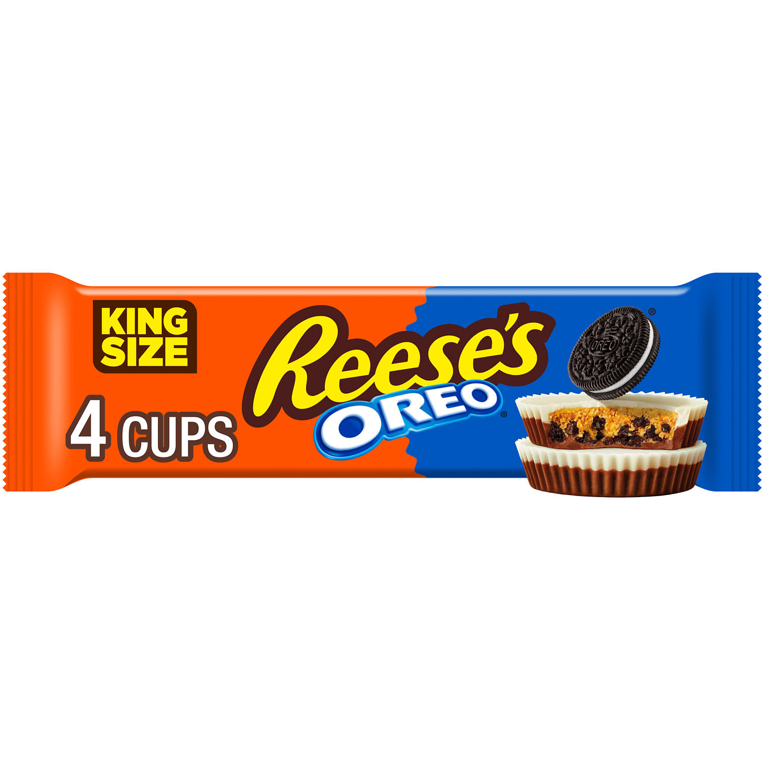 REESE'S OREO® Milk Chocolate and White Creme King Size Peanut Butter Cups, Candy Pack, 2.8 oz