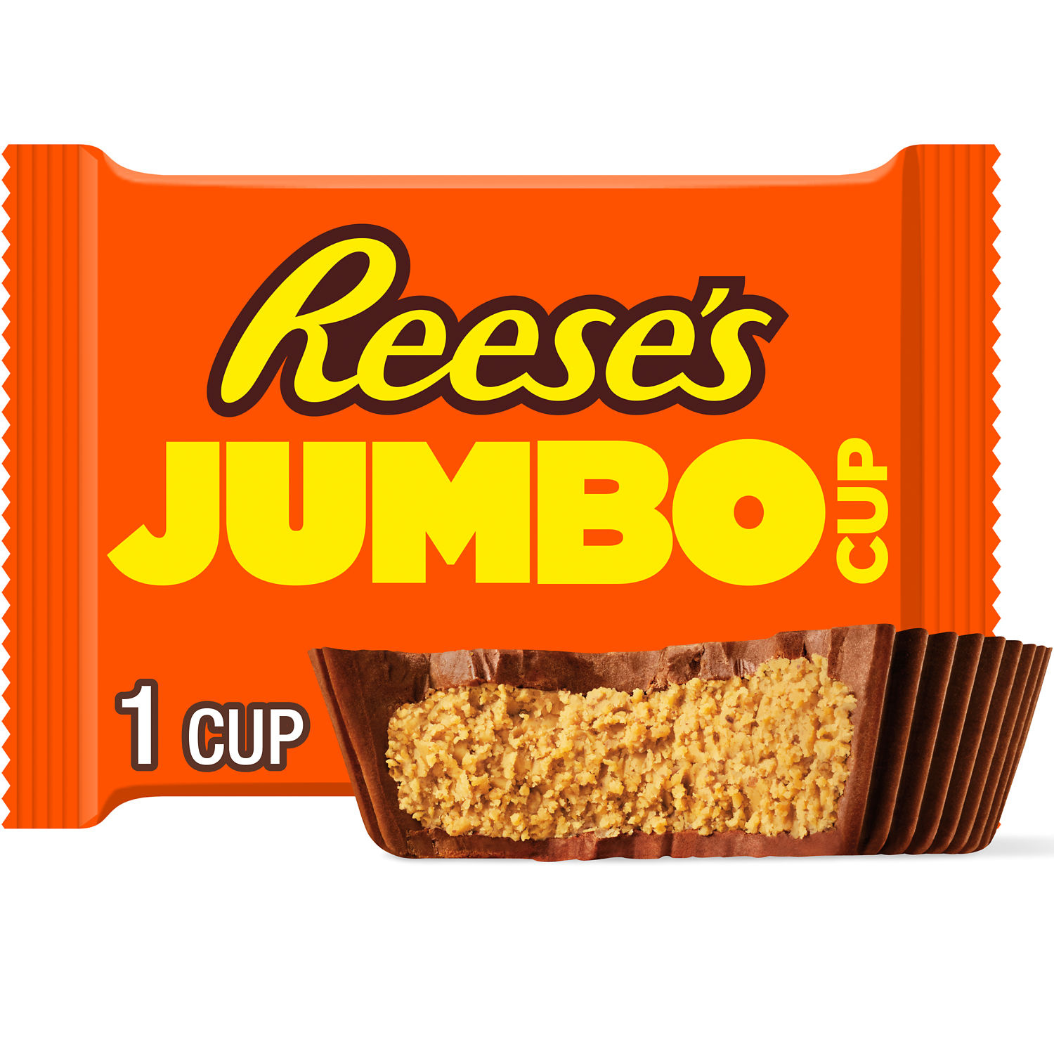REESE'S Jumbo Cup Milk Chocolate Peanut Butter Cup, Candy Pack, 2.8 oz
