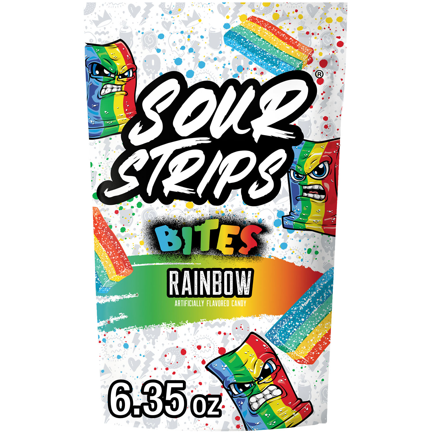 SOUR STRIPS Bites Rainbow Flavored Chewy, Candy Bag, 6.35 oz