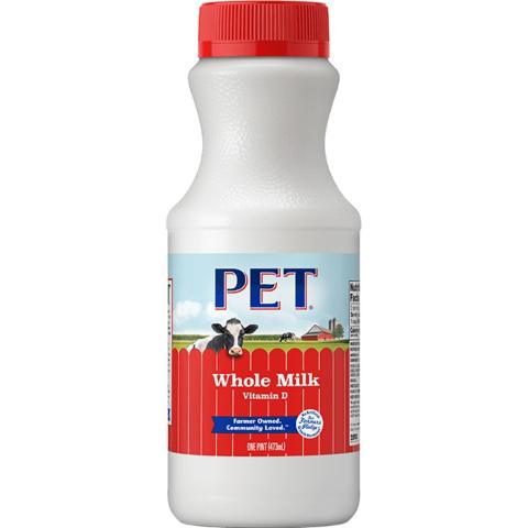 PET Dairy Whole Milk Pint Bottle