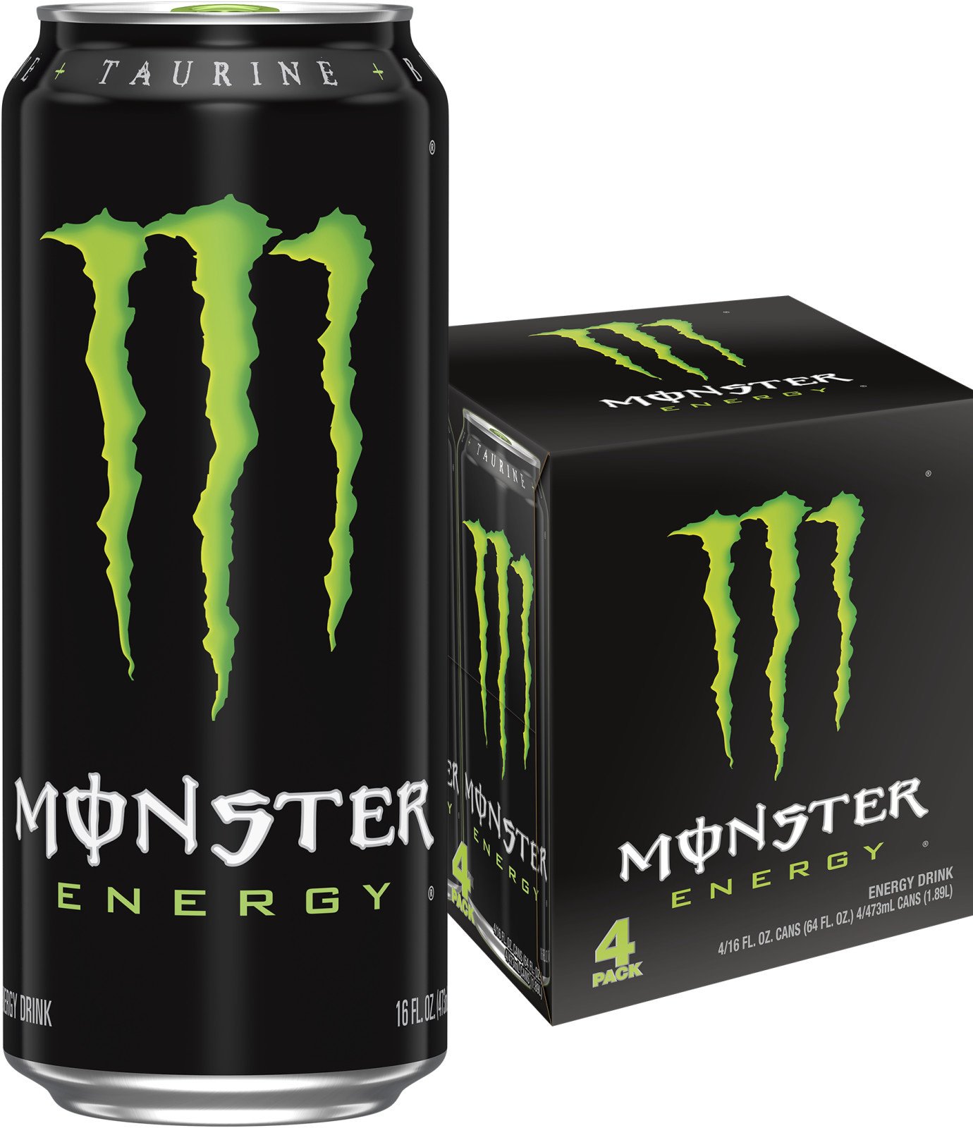 Monster Energy, Original, Energy Drink, 4 Pack - 16 Fl Oz