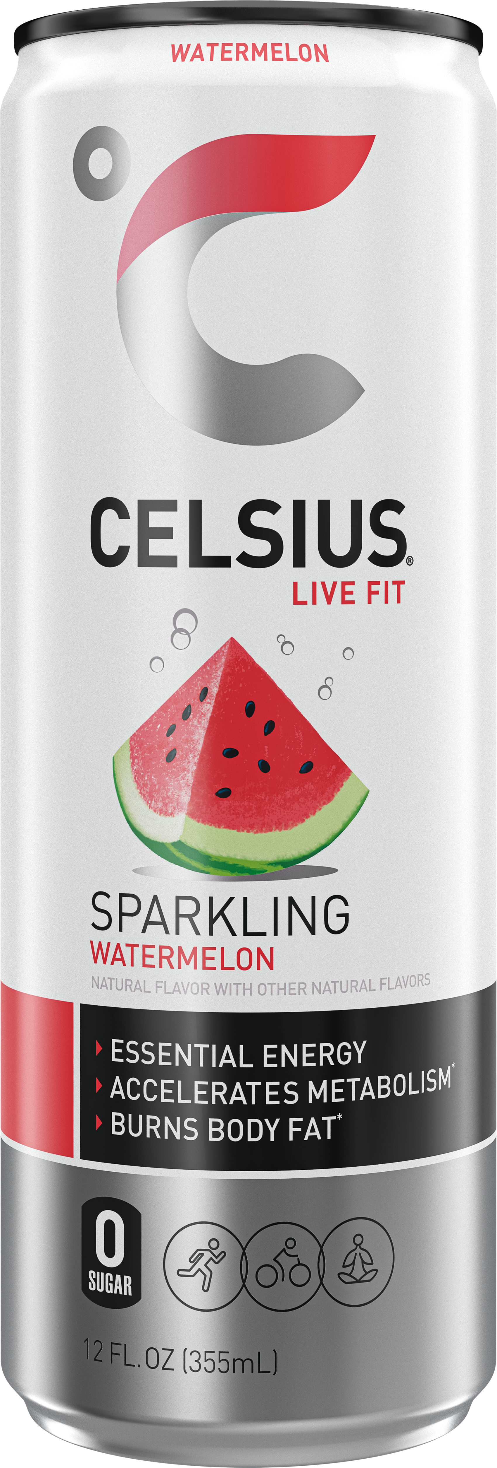 CELSIUS Sparkling Watermelon, Functional Energy Drink 12 Fl Oz Single Can