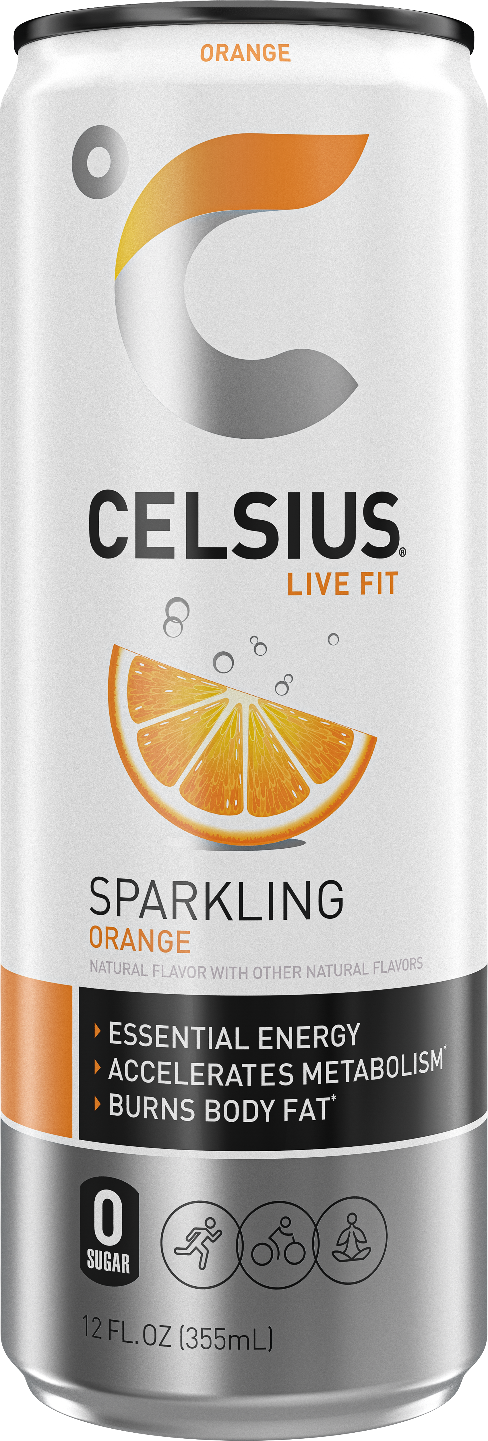 CELSIUS Sparkling Orange, Functional Energy Drink 12 Fl Oz Single Can
