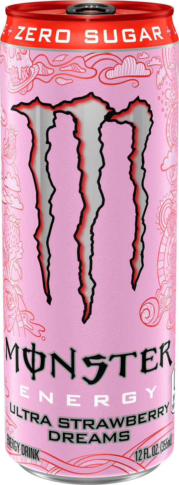 Monster Energy Ultra, Strawberry Dreams, Sugar Free Energy Drink, 12 Fl Oz