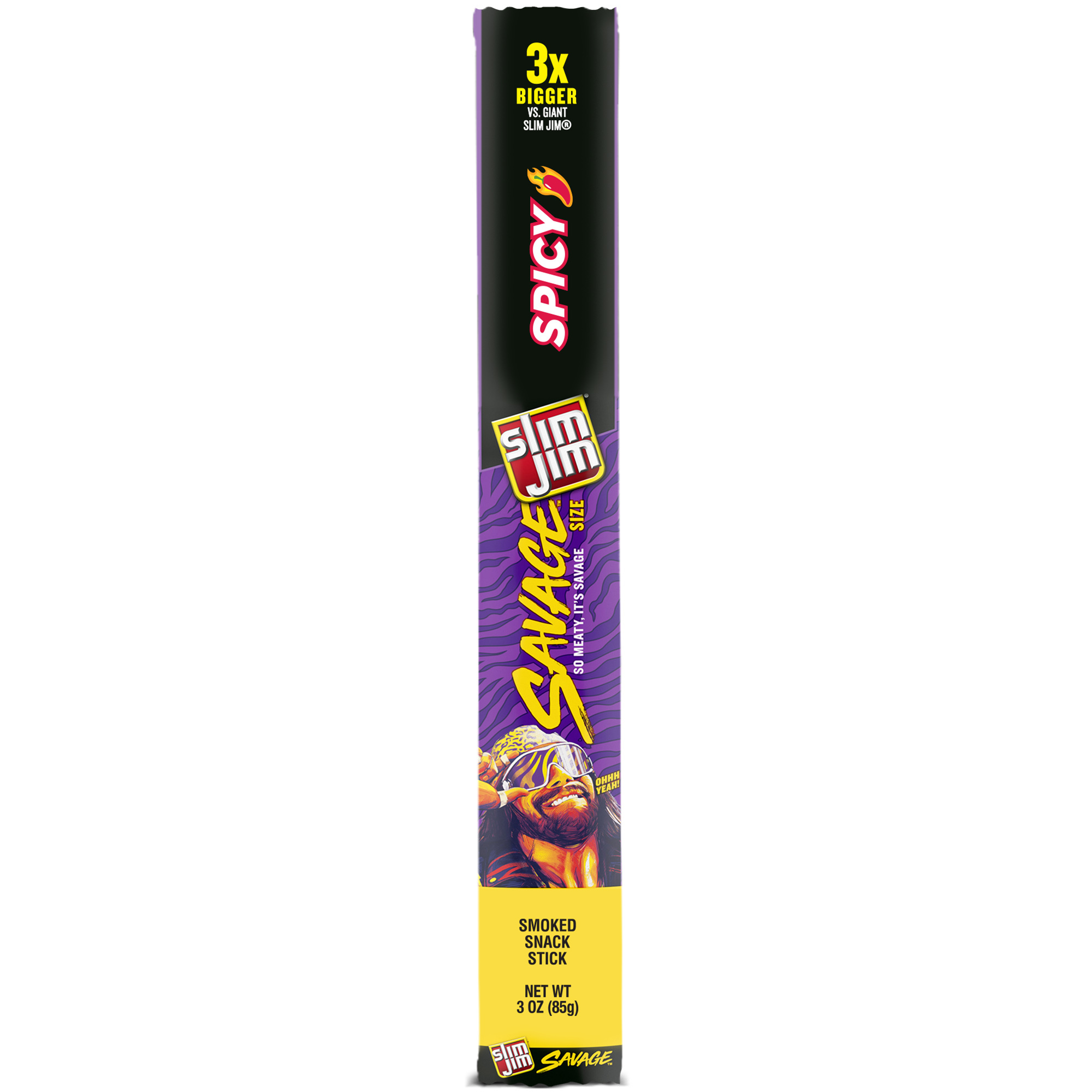 Slim Jim Savage Smoked Jerky Meat Sticks, Spicy Flavor, High Protein, 3.0 oz.