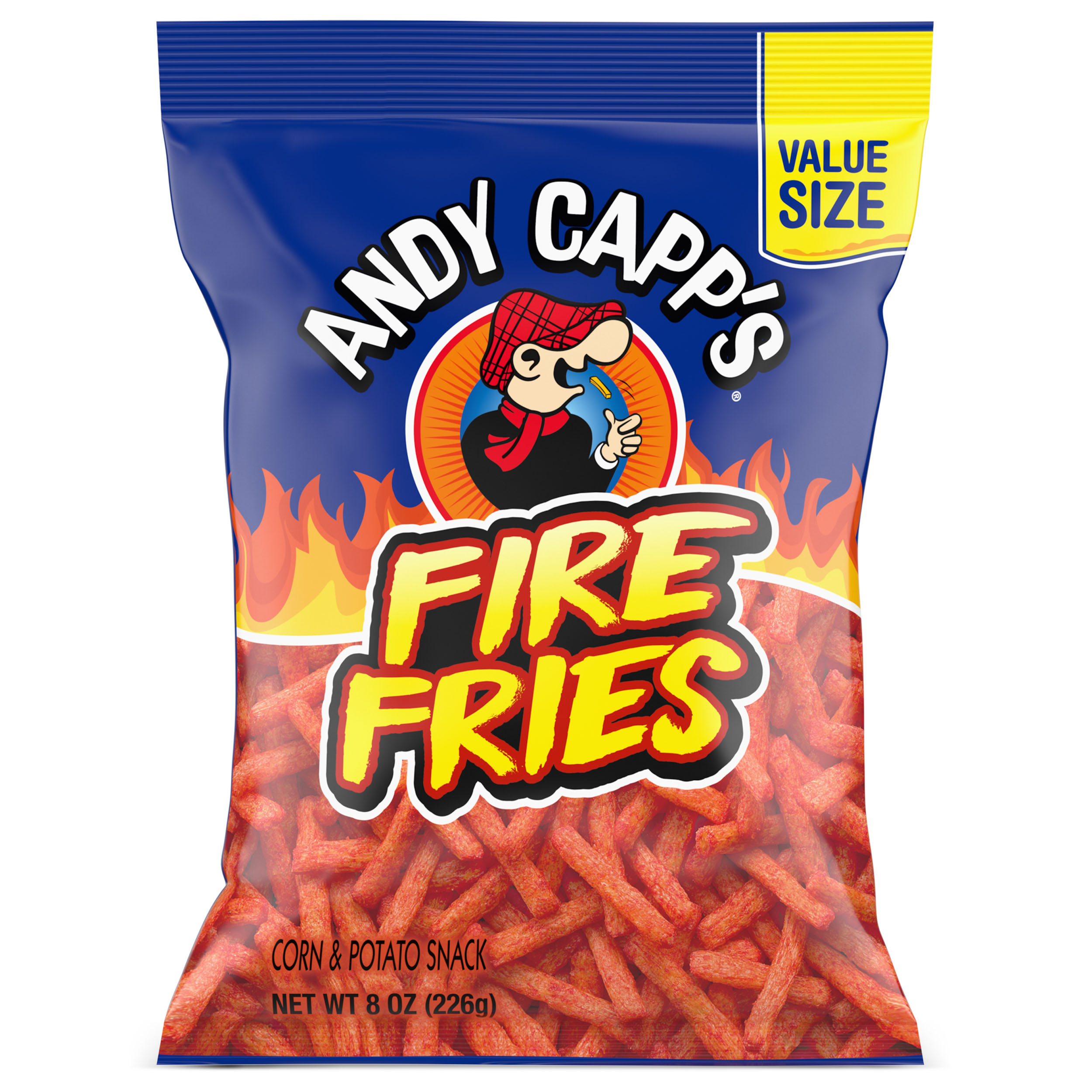 Andy Capp's Fire Fries, Corn & Potato Snacks, 8 oz.
