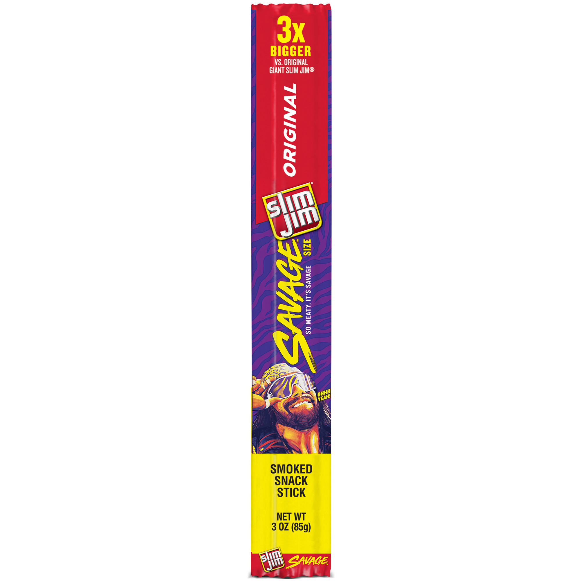 Slim Jim Savage Smoked Jerky Meat Sticks, Original Flavor, High Protein, 3.0 oz.