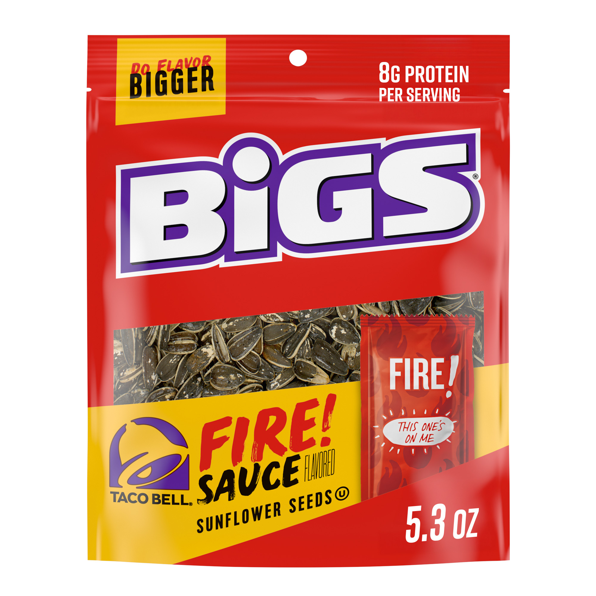 BIGS Taco Bell Fire Sauce Flavored Sunflower Seeds, Spicy Sunflower Seeds, 5.35 oz.