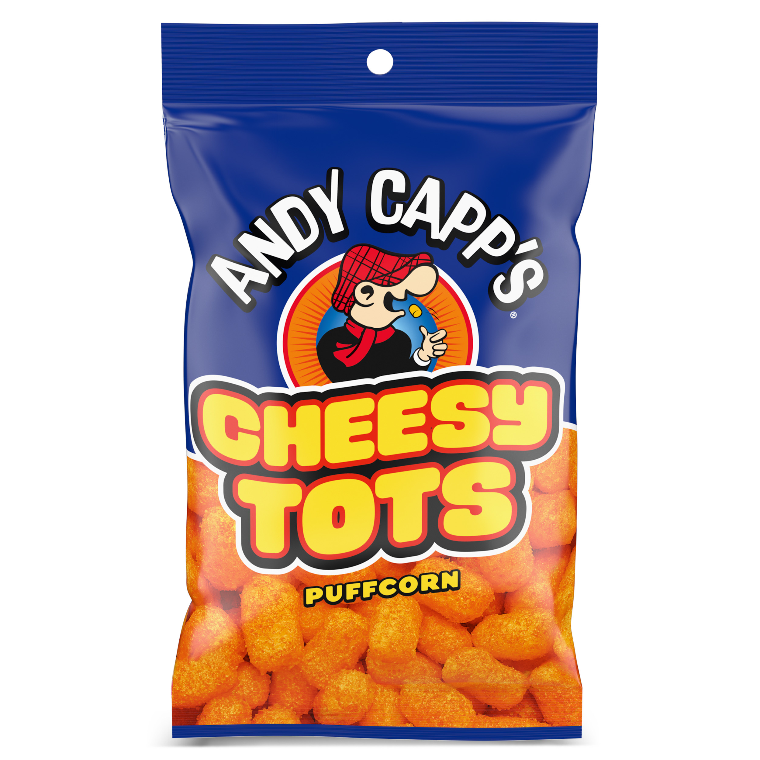 Andy Capp's Cheesy Flavored Tots Puffcorn, Corn Snack, 1.5 oz.