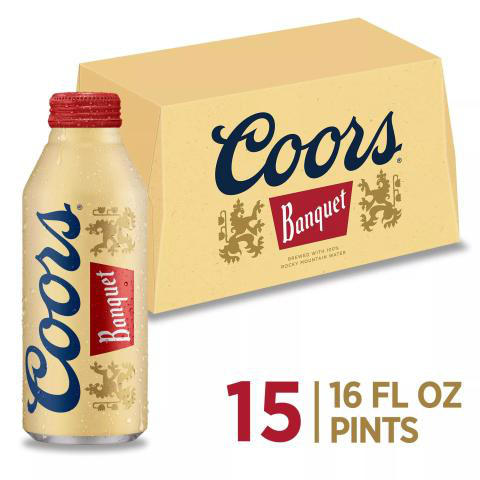 Coors Banquet Lager Beer, 5% ABV, 15-pack, 16-oz beer bottles