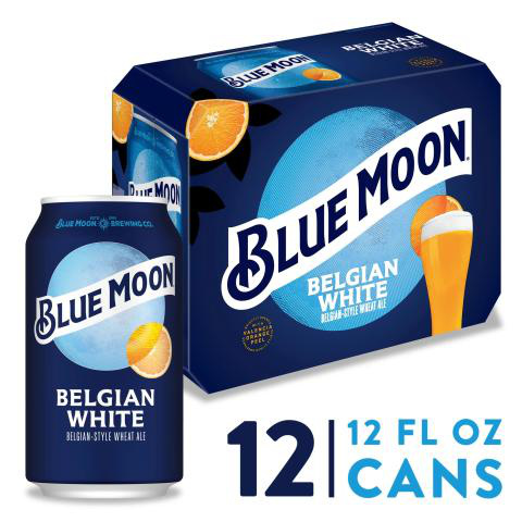Blue Moon Belgian White Wheat Beer, 5.4% ABV, 12-pack, 12-oz beer cans