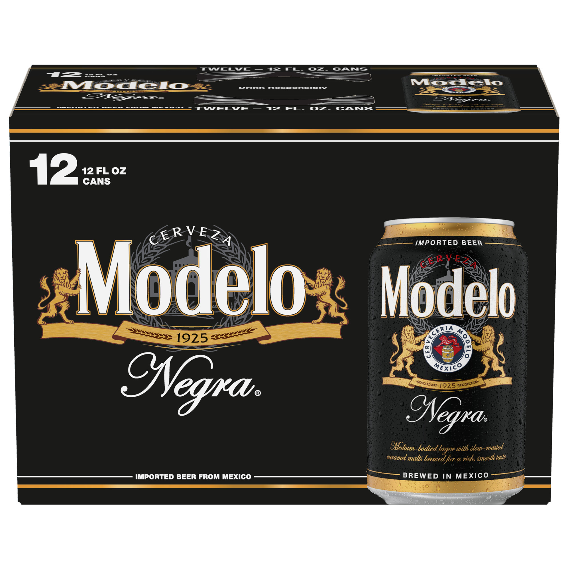 Modelo Negra Amber Lager Mexican Import Beer, 12 pk 12 fl. oz. Cans, 5.4% ABV
