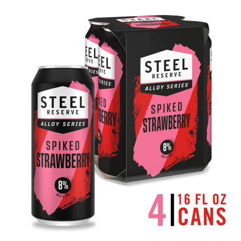 Steel Reserve Spiked Strawberry Burst, 4 Pack, 16 fl. oz. Cans, 8% ABV