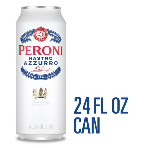 Peroni Nastro Azzurro Italian-Style Lager Beer 5% ABV, , 24 fl oz Cans