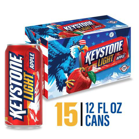 Keystone Light Apple Beer, 15-pack, 12-oz beer cans, 4.01% ABV