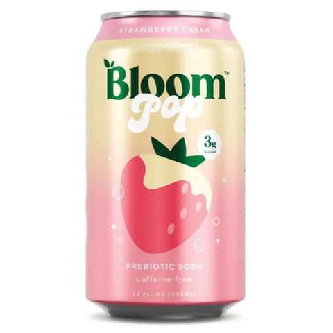 Bloom Pop Strawberry Cream Prebiotic Soda 12oz
