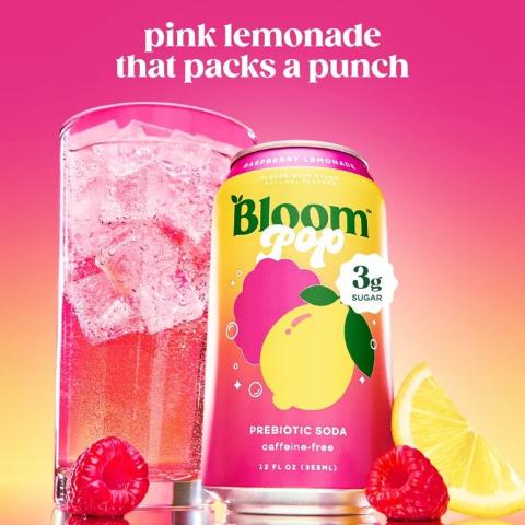 Buy Bloom Pop Raspberry Lemonade Prebiotic Soda 12oz Online from 7