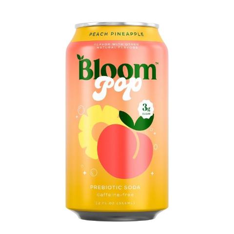 Bloom Pop Peach Pineapple Prebiotic Soda 12oz