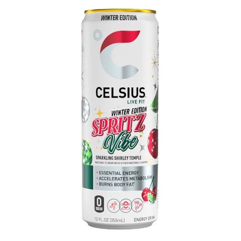 Celsius Spritz Vibe Winter Edition Sparkling Shirley Temple 12oz